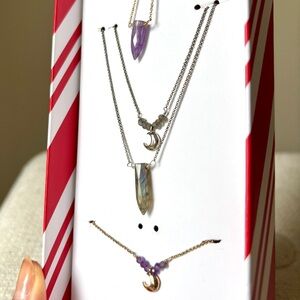 Lune Norte lot of 4 necklaces: gold amethyst and silver labradorite moon